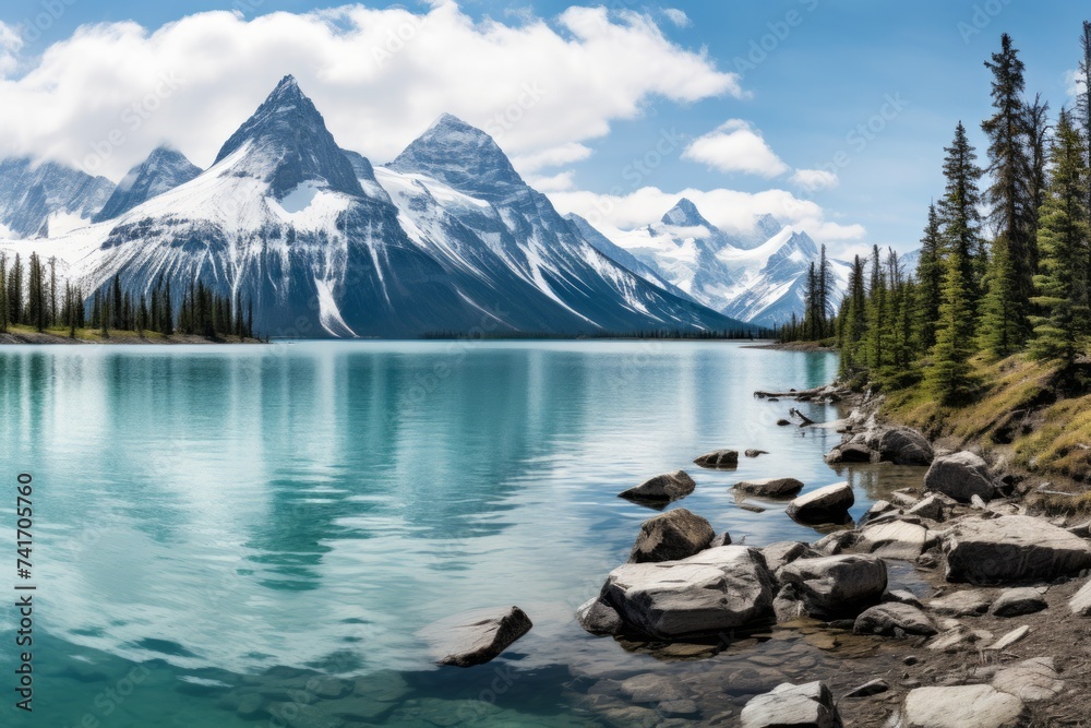 The crystal-clear water of Lake Louise in Banff National Park, Canada ...