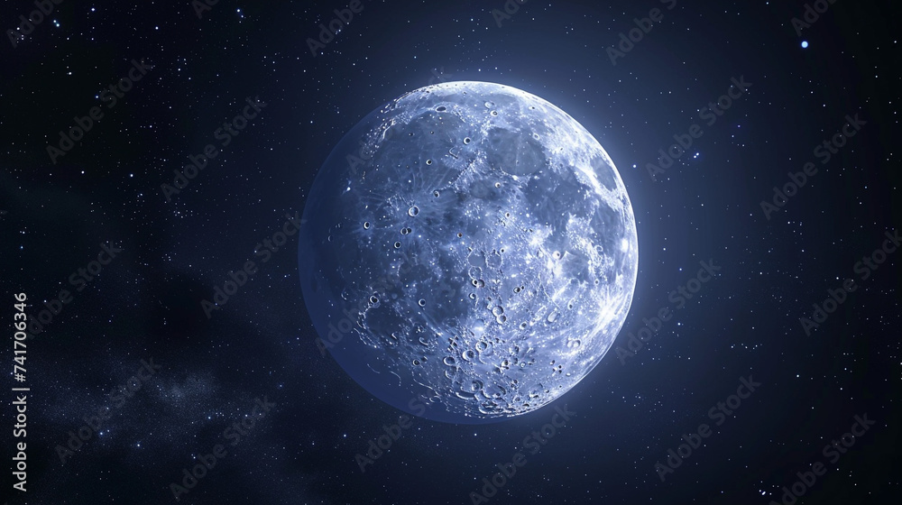 Full moon isolated on black background