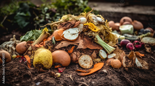 A pile of composted food scraps showing the process of decomposition soil formation.