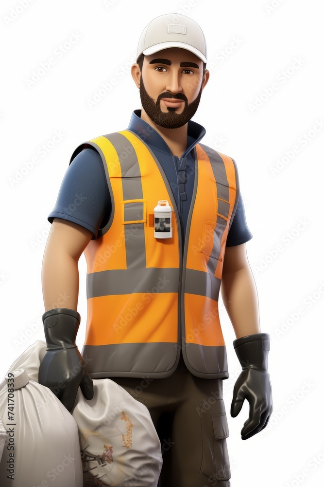 Fototapeta premium Male Sanitation Worker in Uniform