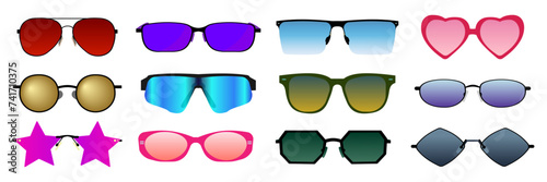 Sunglasses Icon Set . colorful Sunglasses Vector Illustration Logo. Types of Glasses Icons Isolated Collection