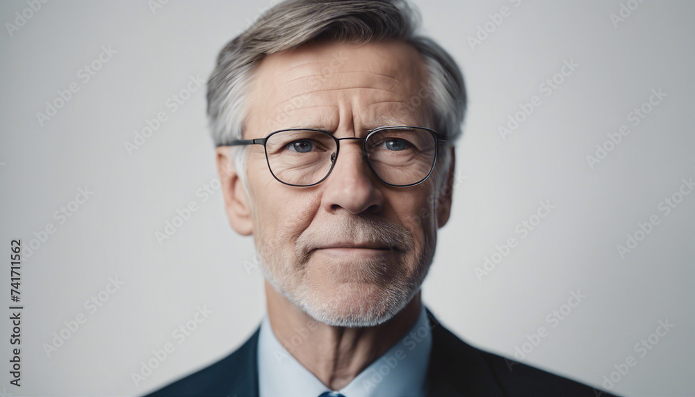 portrait of American senator, isolated white background, copy space for text