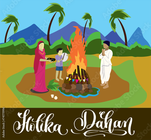 Holika dahan indian festival banner design. Vector graphic illustration.