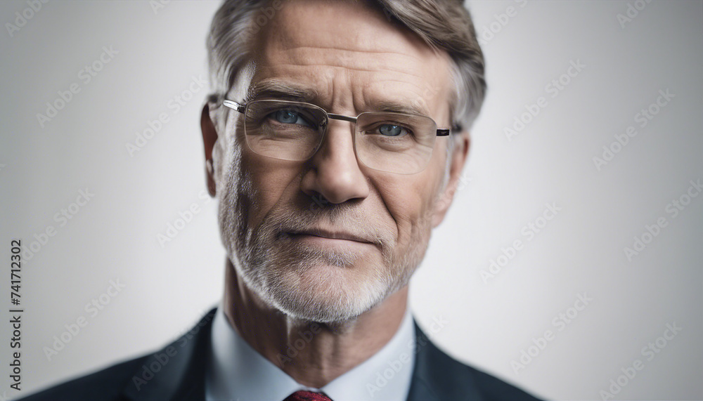 portrait of American senator, isolated white background, copy space for text