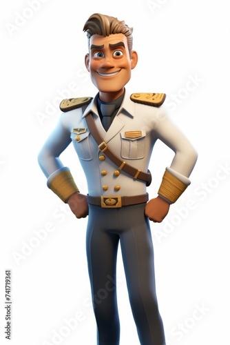 Smiling male caucasian captain character