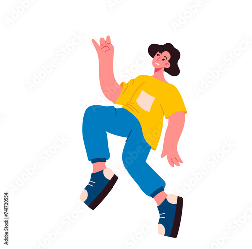 Happy people vector illustration. Cute and active, happy people find joy in every aspect their lives Success is natural outcome positive, joyful, and active approach The happy people concept thrives