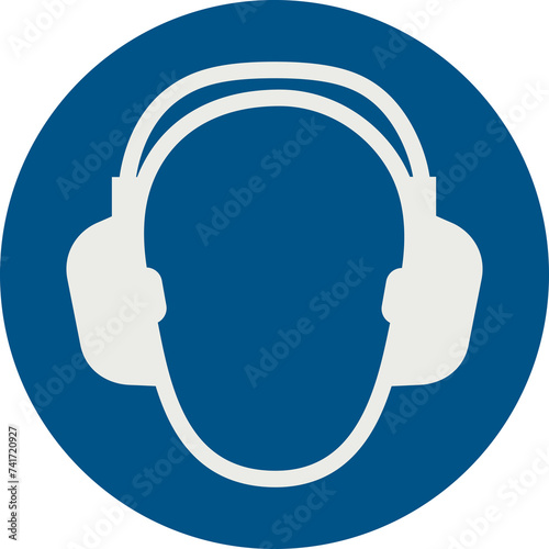 OBLIGATION SIGN PICTOGRAM, WEAR EAR PROTECTION ISO 7010 – M003 photo