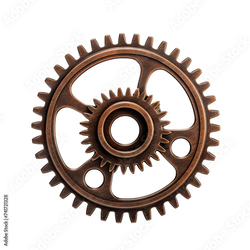Metal gear sprocket isolated on transparent background.