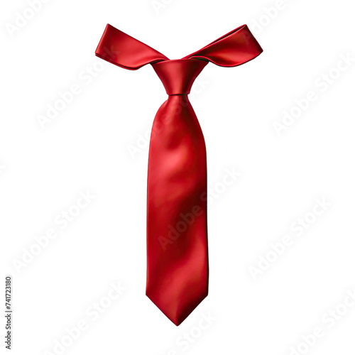 Red tie isolated on transparent background.