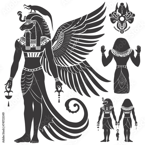 silhouette pharaoh the egypt mythical creature black color only