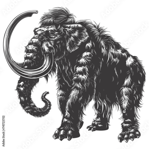 silhouette mammoth the ancient mythical prehistoric creatures black color only