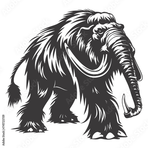 silhouette mammoth the ancient mythical prehistoric creatures black color only