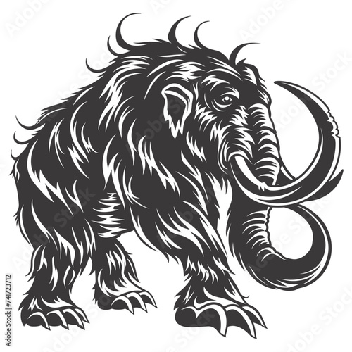 silhouette mammoth the ancient mythical prehistoric creatures black color only