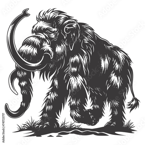 silhouette mammoth the ancient mythical prehistoric creatures black color only