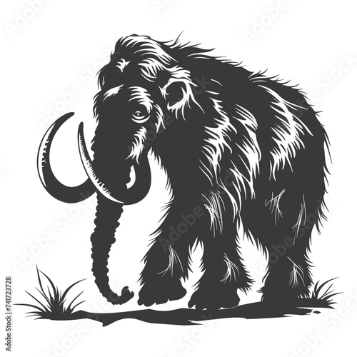 silhouette mammoth the ancient mythical prehistoric creatures black color only