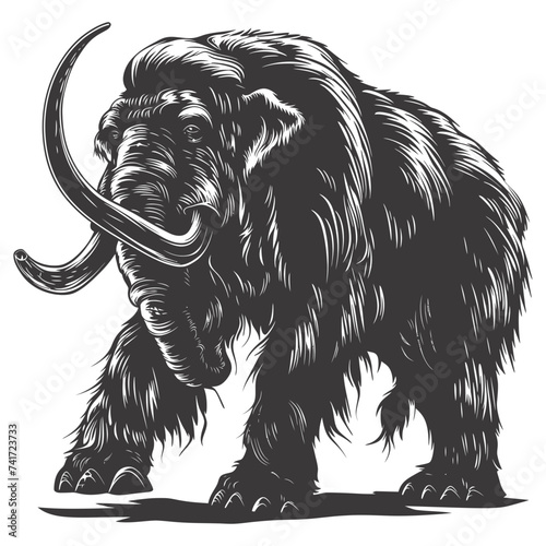 silhouette mammoth the ancient mythical prehistoric creatures black color only