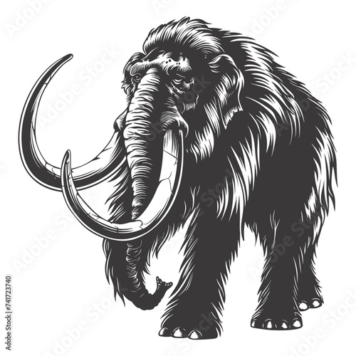 silhouette mammoth the ancient mythical prehistoric creatures black color only