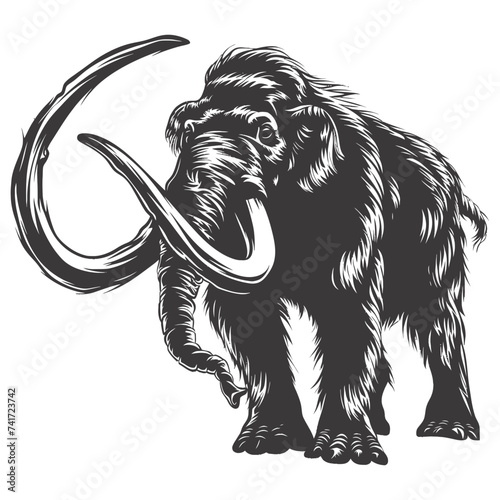 silhouette mammoth the ancient mythical prehistoric creatures black color only