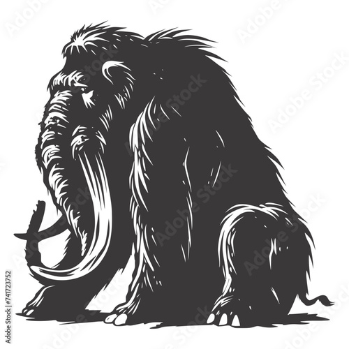 silhouette mammoth the ancient mythical prehistoric creatures black color only