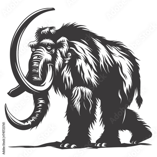 silhouette mammoth the ancient mythical prehistoric creatures black color only