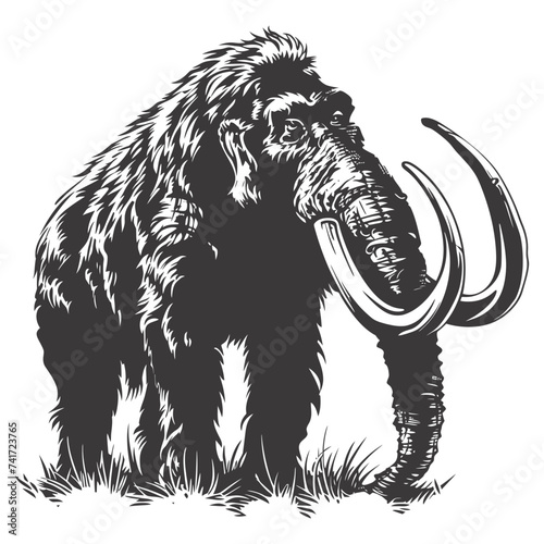 silhouette mammoth the ancient mythical prehistoric creatures black color only