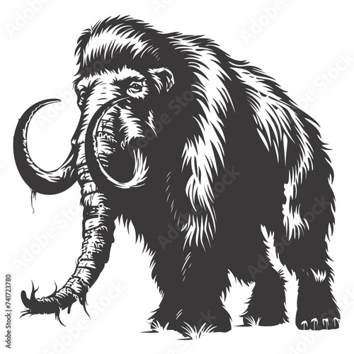 silhouette mammoth the ancient mythical prehistoric creatures black color only