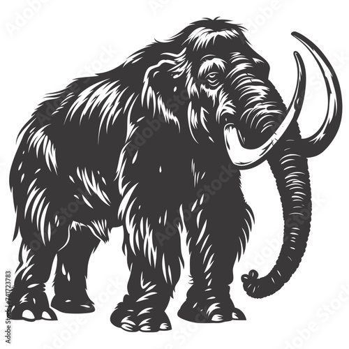 silhouette mammoth the ancient mythical prehistoric creatures black color only