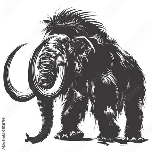 silhouette mammoth the ancient mythical prehistoric creatures black color only