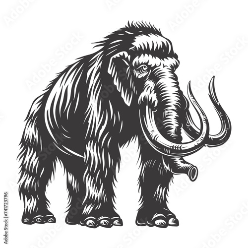 silhouette mammoth the ancient mythical prehistoric creatures black color only