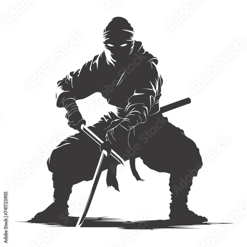 silhouette ninja assassin black color only full body