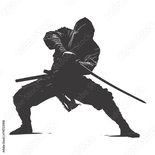silhouette ninja assassin black color only full body