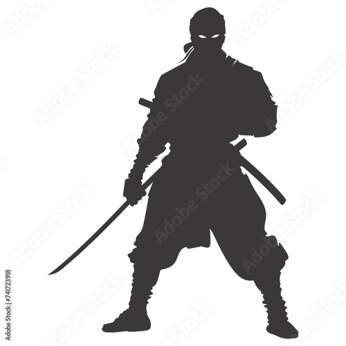 silhouette ninja assassin black color only full body