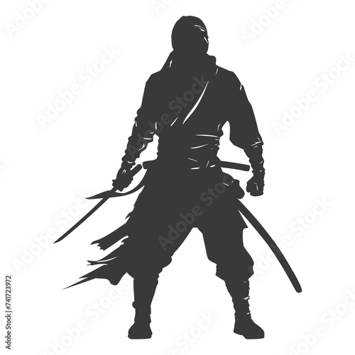 silhouette ninja assassin black color only full body
