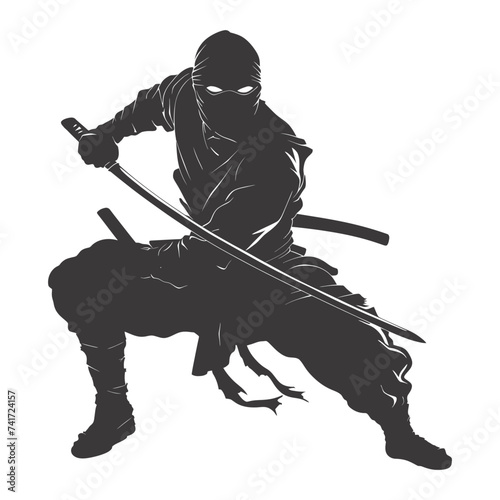 silhouette ninja assassin black color only full body