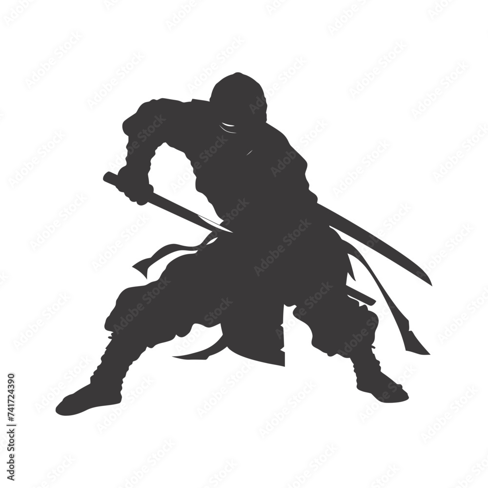 silhouette ninja black color only full body silhouette ninja black color only full body