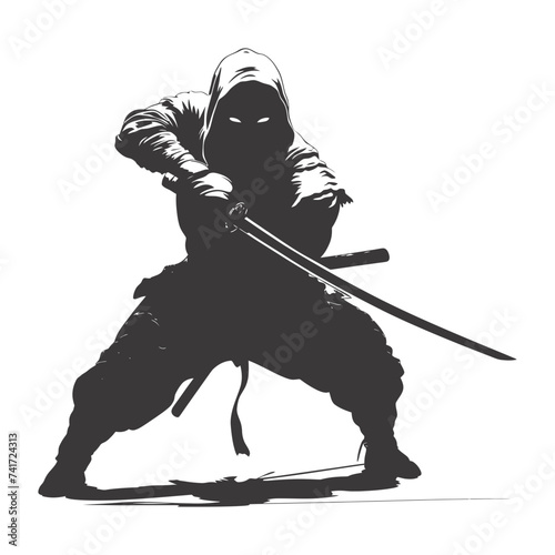 silhouette ninja assassin black color only full body