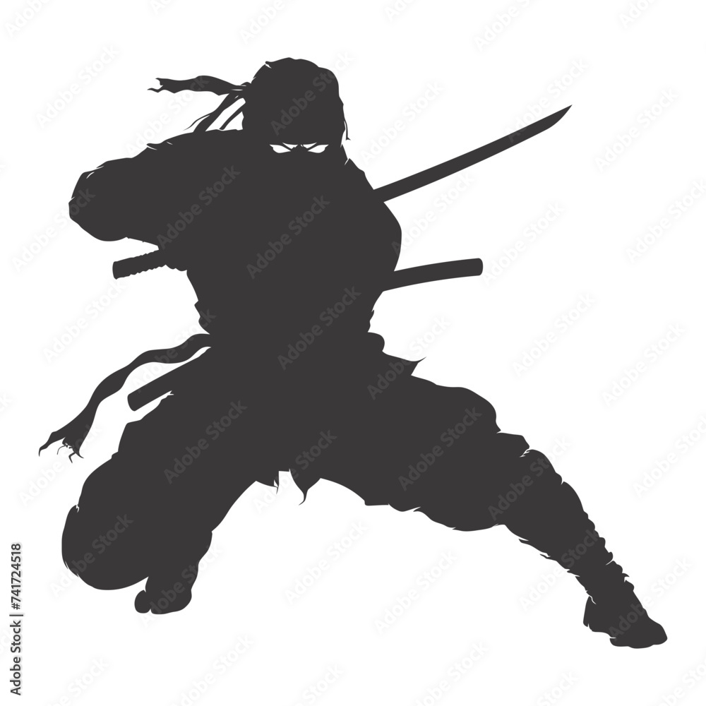Fototapeta premium silhouette ninja black color only full body