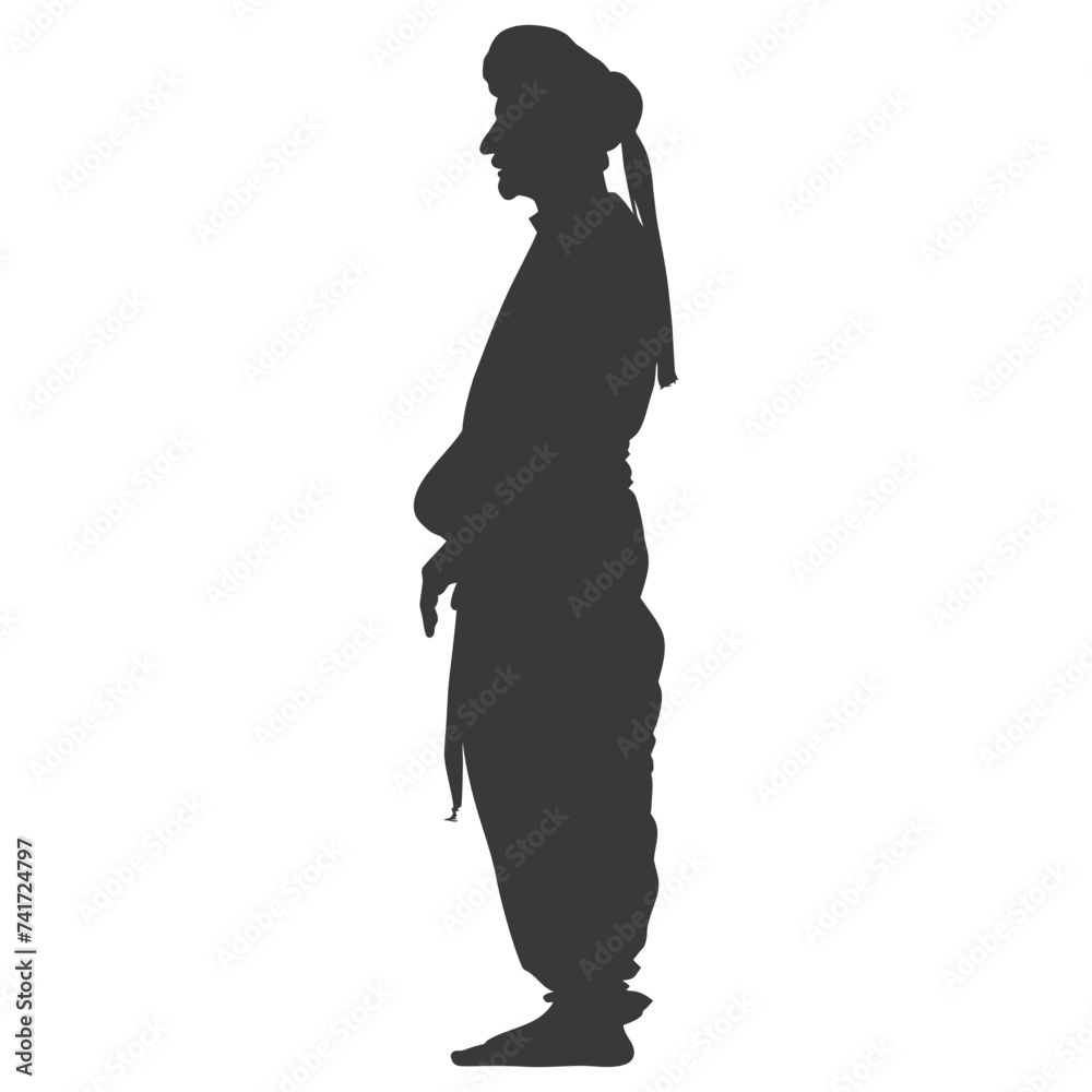 silhouette of an arabian person wearing a turban black color only