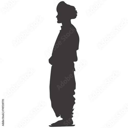 silhouette of an arabian person wearing a turban black color only