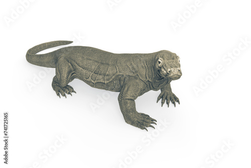 komodo dragon in cool view on white background