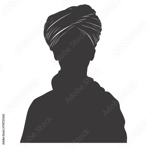 silhouette of an arabian person wearing a turban black color only