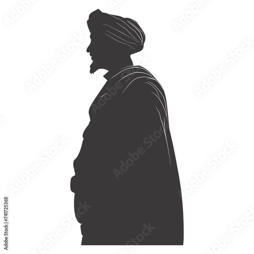 silhouette of an arabian person wearing a turban black color only