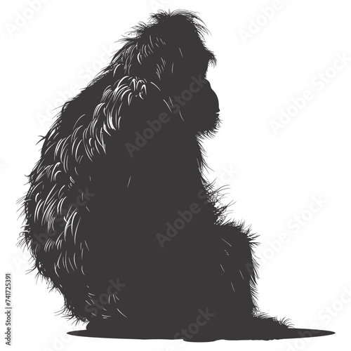 silhouette orang utan animal full body black color only