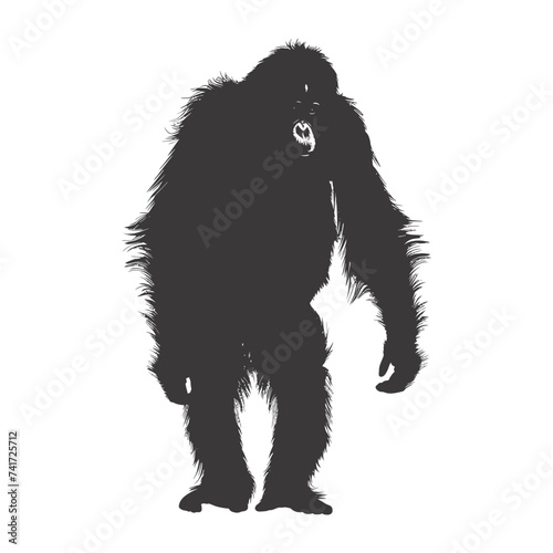 silhouette orang utan animal full body black color only