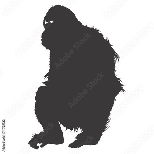 silhouette orang utan animal full body black color only