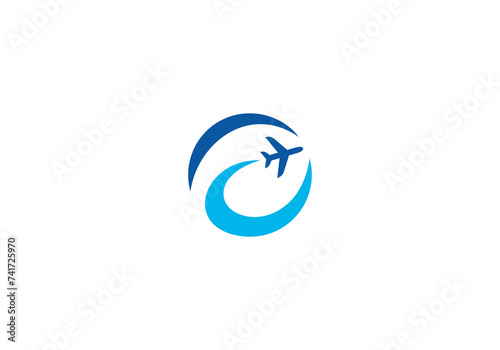 tour and travel logo design. airplane with globe icon template.	
