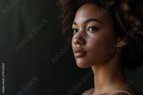 Portrait of beautiful black woman powerful in studio shot