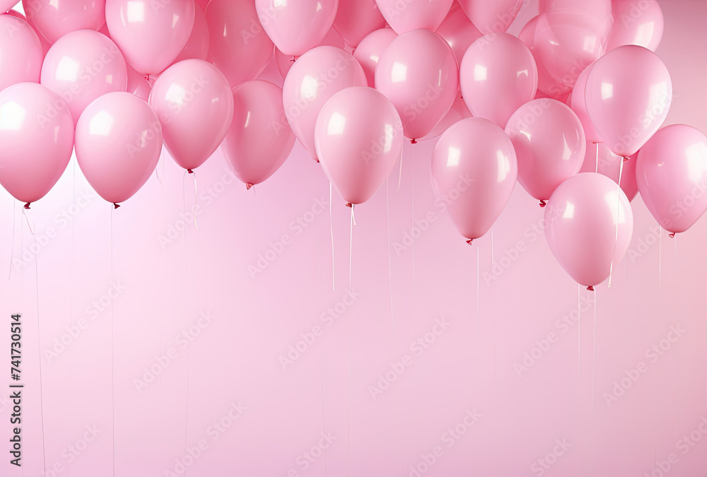 A Bunch of Pink Balloons Floating in the Air