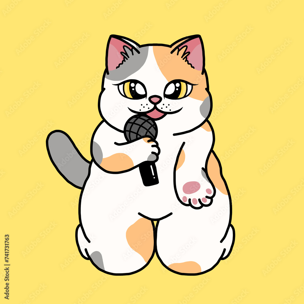 Cartoon cat idol singing character clipart Cartoon cat idol singing character clipart