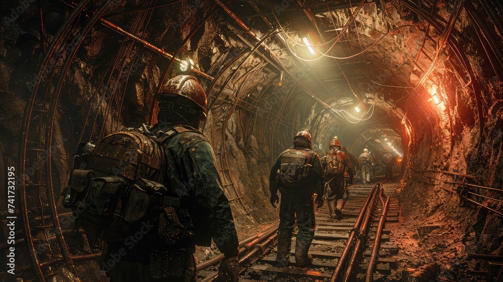 Subterranean Struggle: A Glimpse into the Grit and Determination of Miners in the Depths.